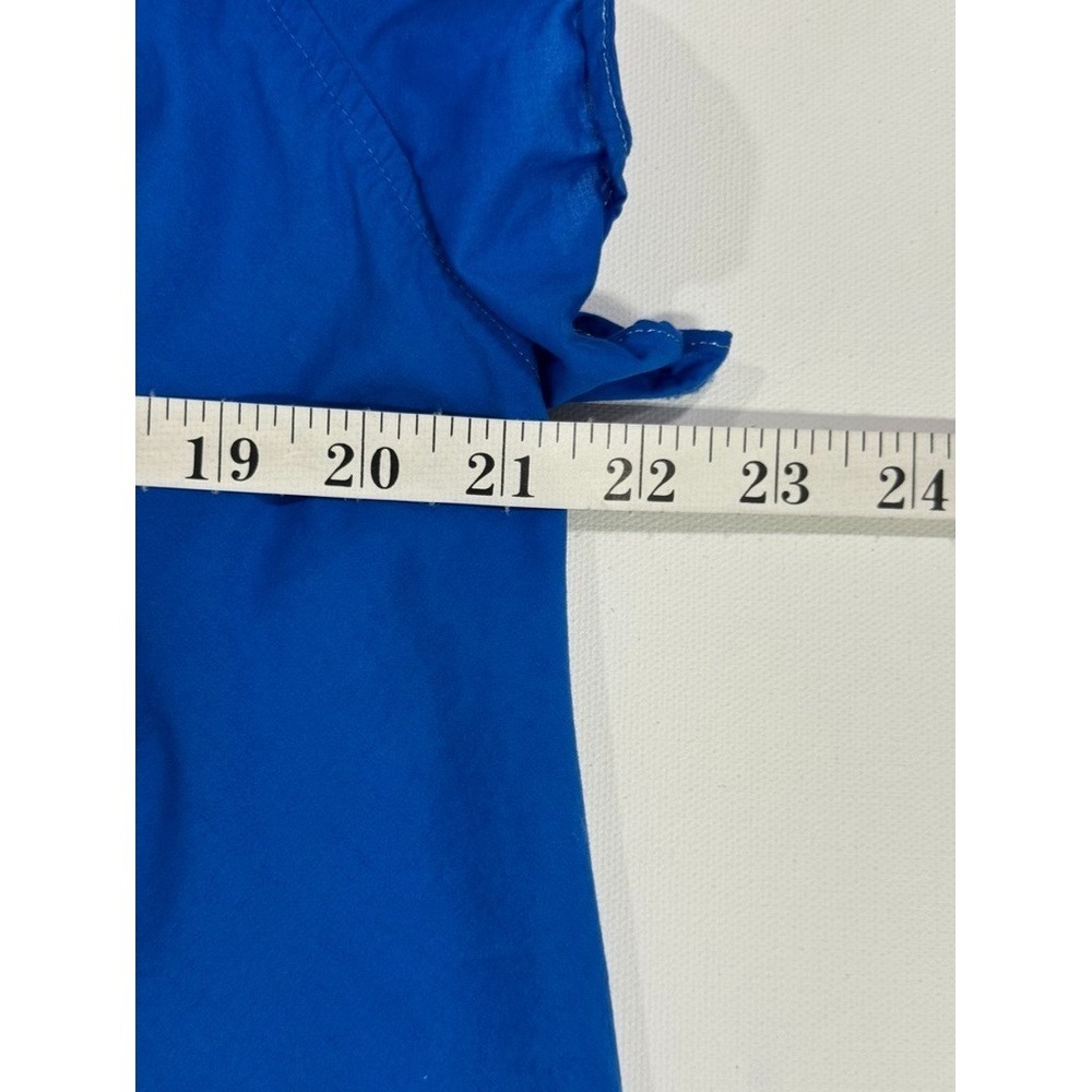 HD In Paris Anthropologie Top Cerulean Blue Flutter Sleeve Blouse Size 12 Cotton - Picture 10 of 10